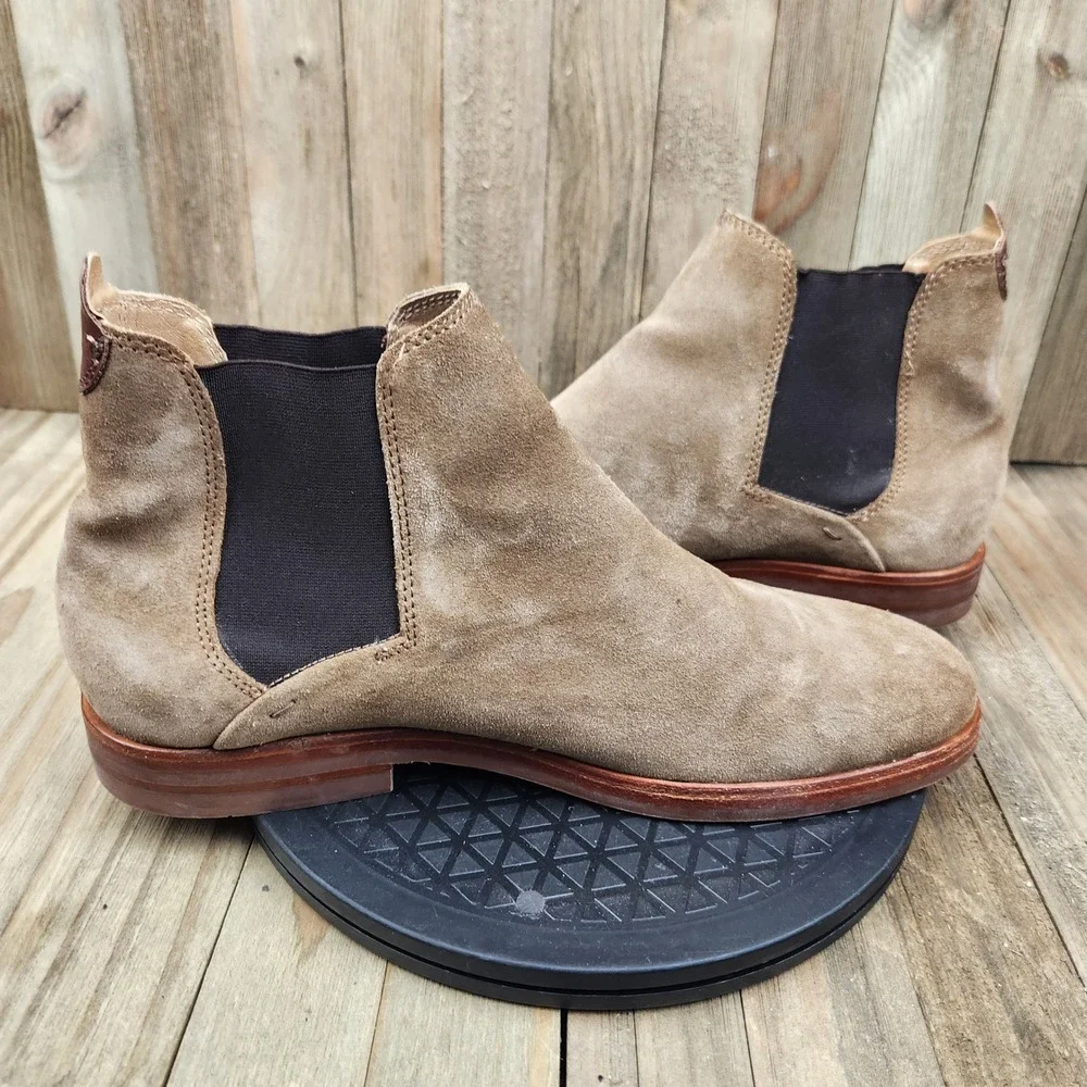 Hudson London Chelsea Boots Mens size 10 Tan Suede SER01 5863 Leather Sole